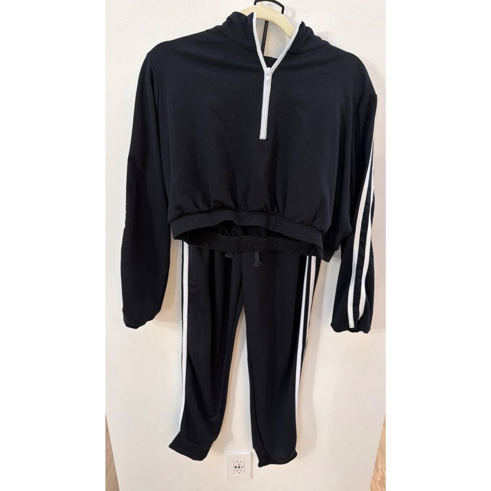 Balera Black & White Striped Hoodie & Jogger Set LA Size Womens Activewear Cotto